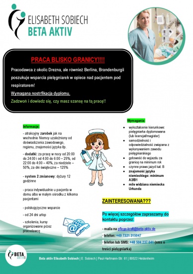 Pielęgniarka – opieka nad pacjentami pod respiratorem